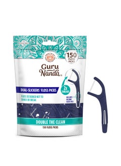 GuruNanda GuruNanda Dual Slickers Floss Picks  Double Threaded Dyneema Dental Floss with Foldable Toothpick for Effective Plaque Removal  Unflavored 150 Ct 