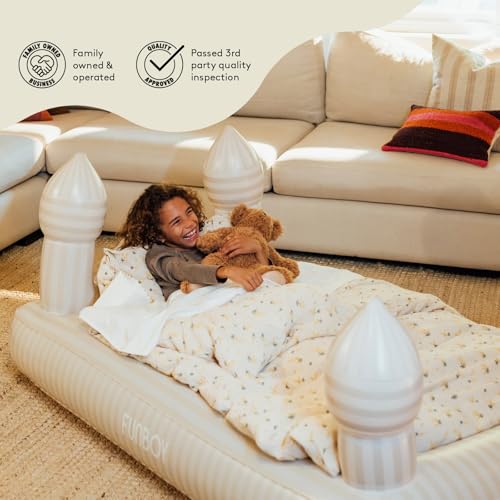 FUNBOY Kids Striped Castle Sleepover Travel Bed & Air Mattress. Perfect for Sleepovers. Includes Carrying Storage Bag, Twin - Image 4