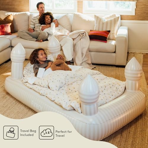 FUNBOY Kids Striped Castle Sleepover Travel Bed & Air Mattress. Perfect for Sleepovers. Includes Carrying Storage Bag, Twin - Image 5