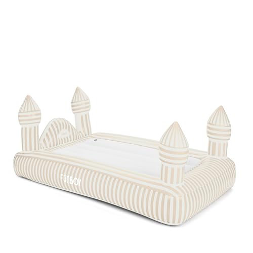 FUNBOY Kids Striped Castle Sleepover Travel Bed & Air Mattress. Perfect for Sleepovers. Includes Carrying Storage Bag, Twin - Image 1
