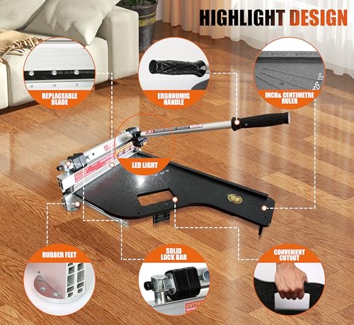 CUTTEREX 13” Vinyl Floor Cutter with Wheels – Easy Angle & Length Cutting, Flooring Tools - Cuts Vinyl Floor, Engineered Wood, LVP, LVT, VCT, SPC, WPC, HSS Blade/LED Light - Image 2
