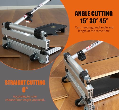 CUTTEREX 13” Vinyl Floor Cutter with Wheels – Easy Angle & Length Cutting, Flooring Tools - Cuts Vinyl Floor, Engineered Wood, LVP, LVT, VCT, SPC, WPC, HSS Blade/LED Light - Image 3