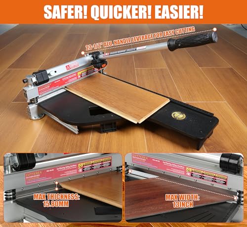 CUTTEREX 13” Vinyl Floor Cutter with Wheels – Easy Angle & Length Cutting, Flooring Tools - Cuts Vinyl Floor, Engineered Wood, LVP, LVT, VCT, SPC, WPC, HSS Blade/LED Light - Image 5