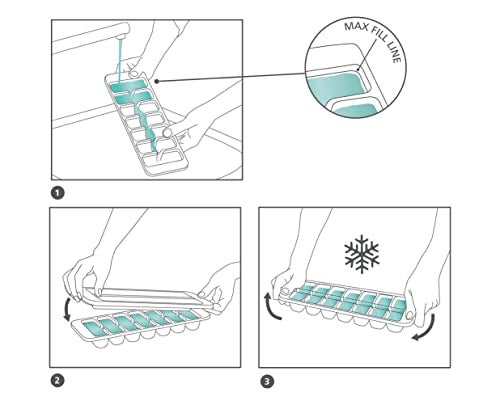 Joseph Joseph Flow Easyfill Icecube Tray with Lid Stackable Large 14 cube capacity 2pack Blue - Image 3