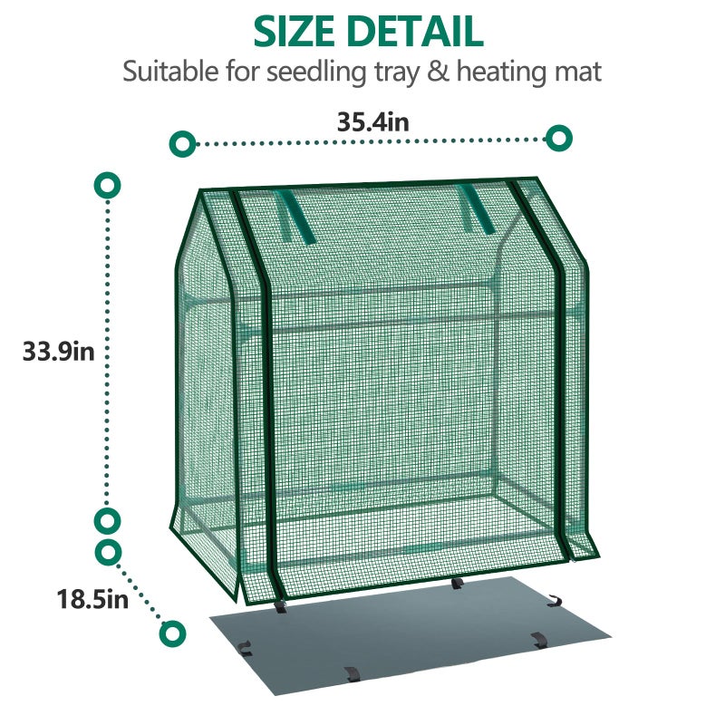 SUMGROW Mini Greenhouse Indoor, 36x19x34(H) Inches Tabletop Garden Nursery Plant Cover Tent with Humidity Domes for Home Gardening, Seedling Propagation and Germination, Green Cover - Image 2