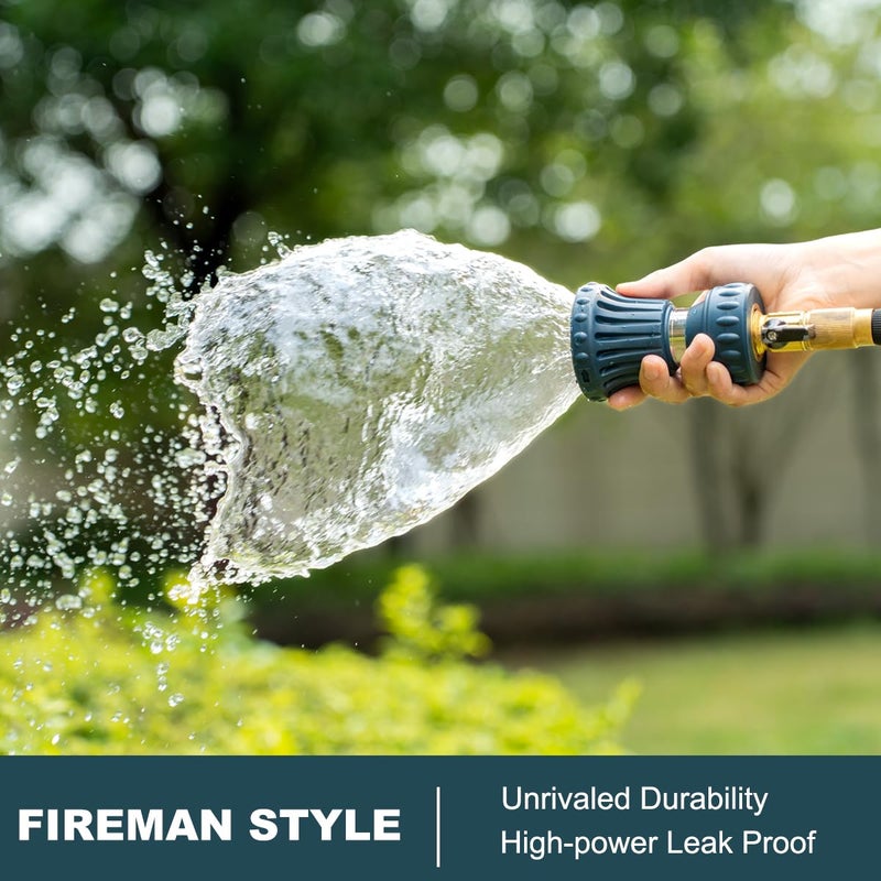 FANHAO Fireman Style Garden Hose Nozzle, Heavy Duty High Pressure Adjustable Sprayer, Leak-Proof Metal Fire Hose Sprayer Nozzle for for Car Washing, Patio Cleaning, Lawn & Pet Showering - Image 2