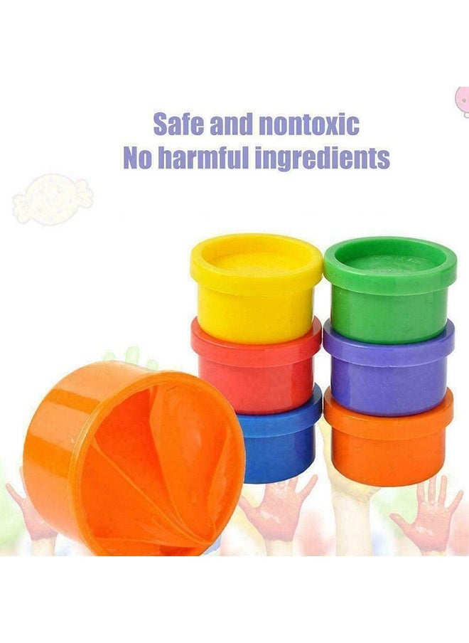 ArtBee ArtBee 6 Color Kids Finger Paint Washable Non-Toxic Finger-paint Art with Sponge Brushes (3)  - Image 2