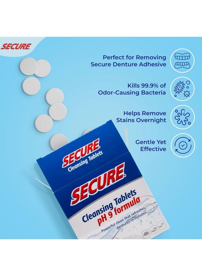 Secure Daily Cleansing Tablets - pH 9 Formula Thoroughly Cleans Dentures - FSA & HSA Approved - Removes Odors, Stains & Germs - For Dentures, Nightguards, Retainers & Partials - 32 Tablets (1 Pack) - Image 3