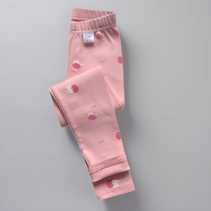 W Autumn/Winter Class A Cotton Children'S Leggings, Medium And Large Children'S Girls' Brushed Thermal Leggings, Baby Girls' High-Elastic Pants - Image 1