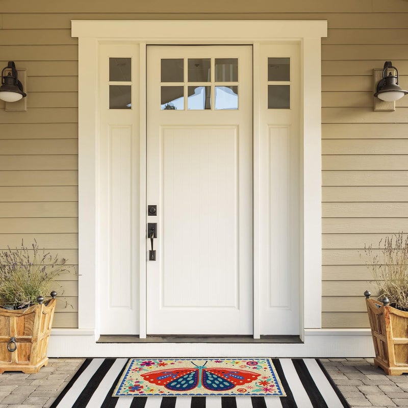 DII Natural Coir Doormat Outdoor Welcome Mat, 17x29, Folk Butterfly - Image 5