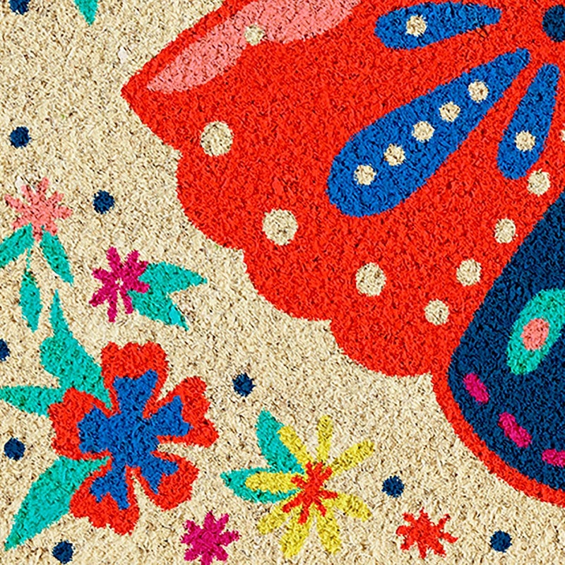 DII Natural Coir Doormat Outdoor Welcome Mat, 17x29, Folk Butterfly - Image 4