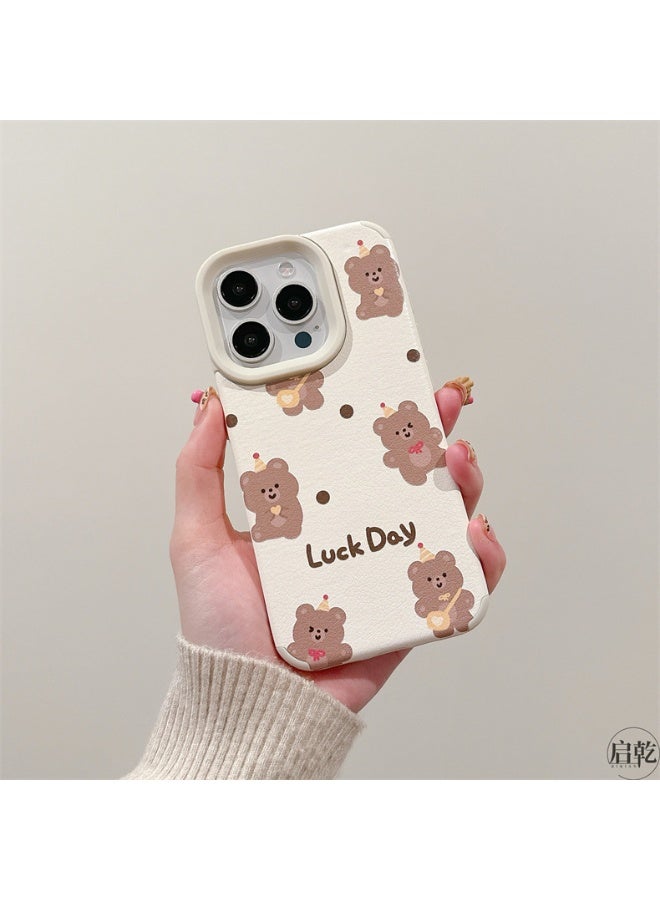 NIBEMINENT Birthday Hat Polka Dot Bear Protective TPU Case Cover For iPhone 16 Plus - Image 2