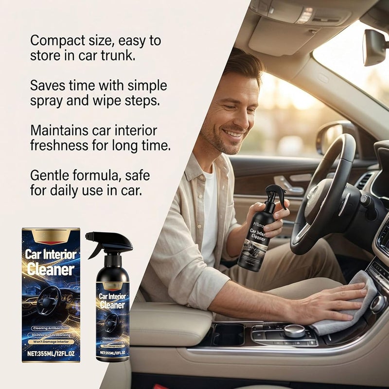Interior Car Cleaner,355ml Cleaning Air Freshener Detailer with Lemon Scent - Car Cleaning,for Truck Upholstery Furniture Couch Leather Metal Men Women - Image 4