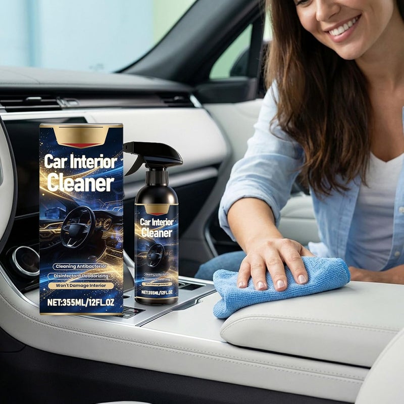 Interior Car Cleaner,355ml Cleaning Air Freshener Detailer with Lemon Scent - Car Cleaning,for Truck Upholstery Furniture Couch Leather Metal Men Women - Image 2