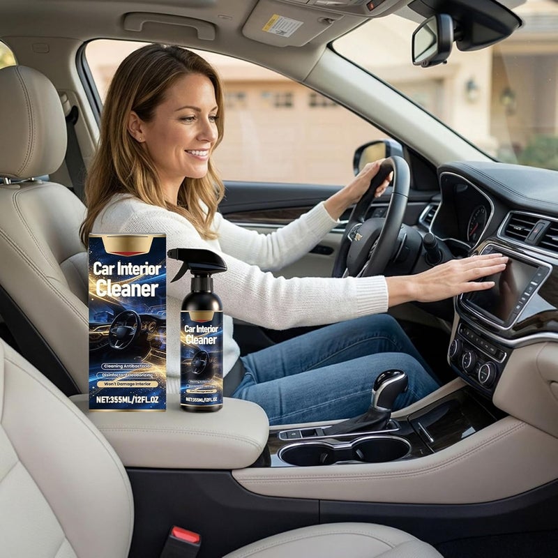 Interior Car Cleaner,355ml Cleaning Air Freshener Detailer with Lemon Scent - Car Cleaning,for Truck Upholstery Furniture Couch Leather Metal Men Women - Image 3