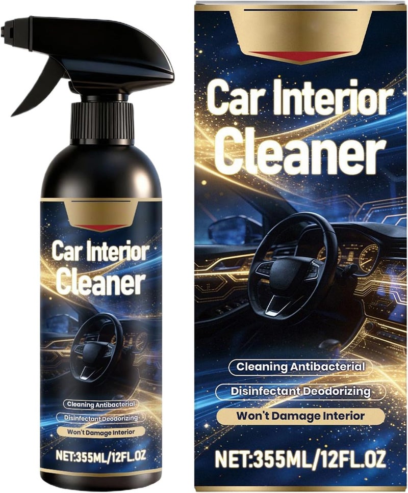 Interior Car Cleaner,355ml Cleaning Air Freshener Detailer with Lemon Scent - Car Cleaning,for Truck Upholstery Furniture Couch Leather Metal Men Women - Image 1