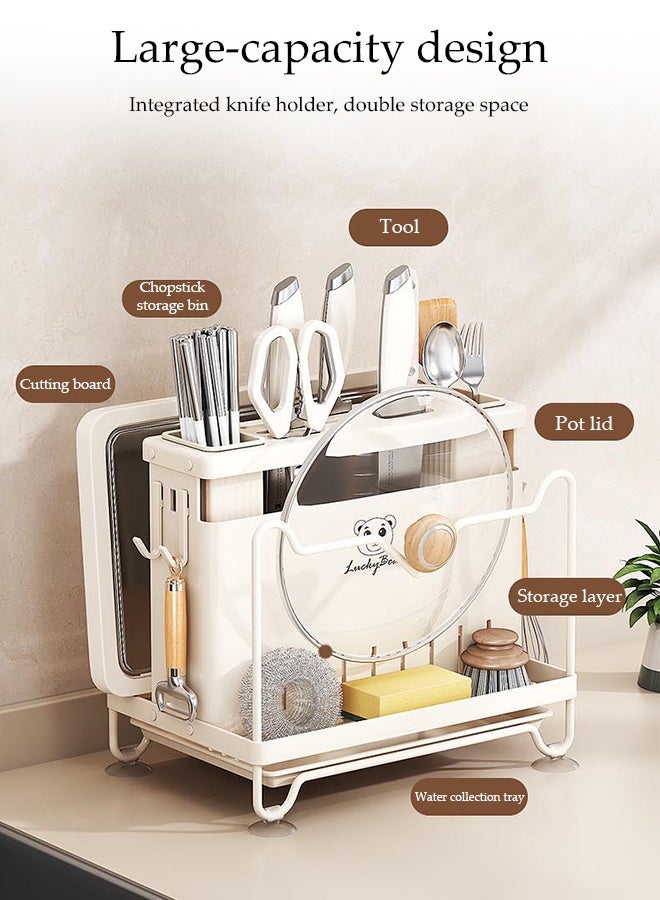 DUNISO Universal Knife Block Holder,Multi-functional Cutting Board Storage Organizing Rack,Kitchen Utensils and Pot Lid Rack,Cutlery Rack For Counter - Image 3