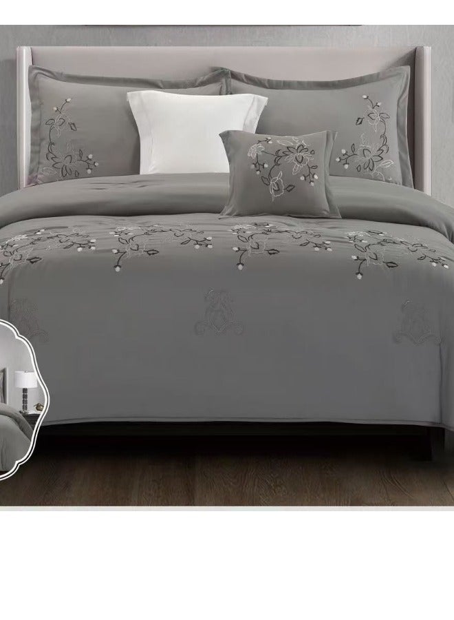 SMART HOME Embroidered quilt set for one person, double-sided quilt, 4-piece bedspread, 4-piece filling quilt, 100% microfiber quilt size 170X230cm - Image 4