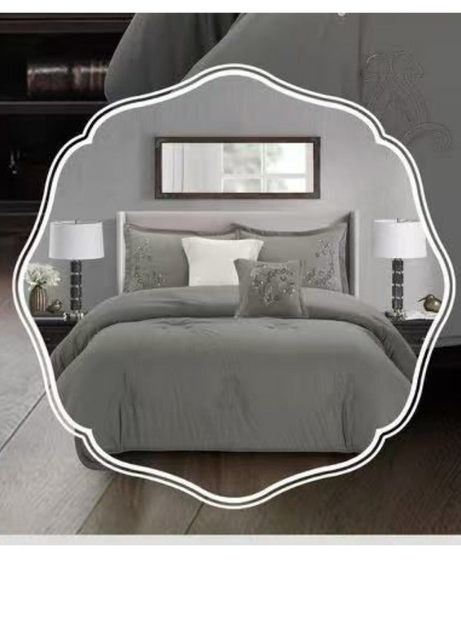 SMART HOME Embroidered quilt set for one person, double-sided quilt, 4-piece bedspread, 4-piece filling quilt, 100% microfiber quilt size 170X230cm - Image 2