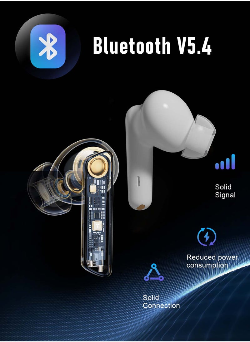 BETMI - BETMI - True Wireless Earbuds - In-Ear Bluetooth5.4 Headphones, IPX5 Waterproof TWS With Dual Mic For Sport, Light-Weight Earphones For Android iOS/iPhone - White-Blue - Image 1