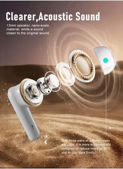 BETMI BETMI - True Wireless Earbuds - In-Ear Bluetooth5.4 Headphones, IPX5 Waterproof TWS With Dual Mic For Sport, Light-Weight Earphones For Android iOS/iPhone - White-Blue  - Image 4