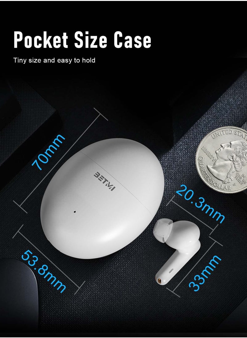 BETMI - BETMI - True Wireless Earbuds - In-Ear Bluetooth5.4 Headphones, IPX5 Waterproof TWS With Dual Mic For Sport, Light-Weight Earphones For Android iOS/iPhone - White-Blue - Image 1