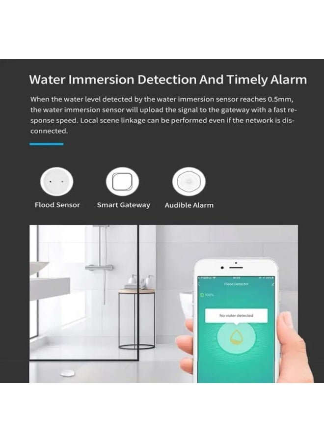 melfi Water Leak Sensor Monitor, Zigbee Gateway Wireless Water Leakage Detector With App Notifications, Flood Detection For Smart Home, Water Alarm For Kitchen Bathroom, Requires Zigbee Gateway/Hub  - Image 4