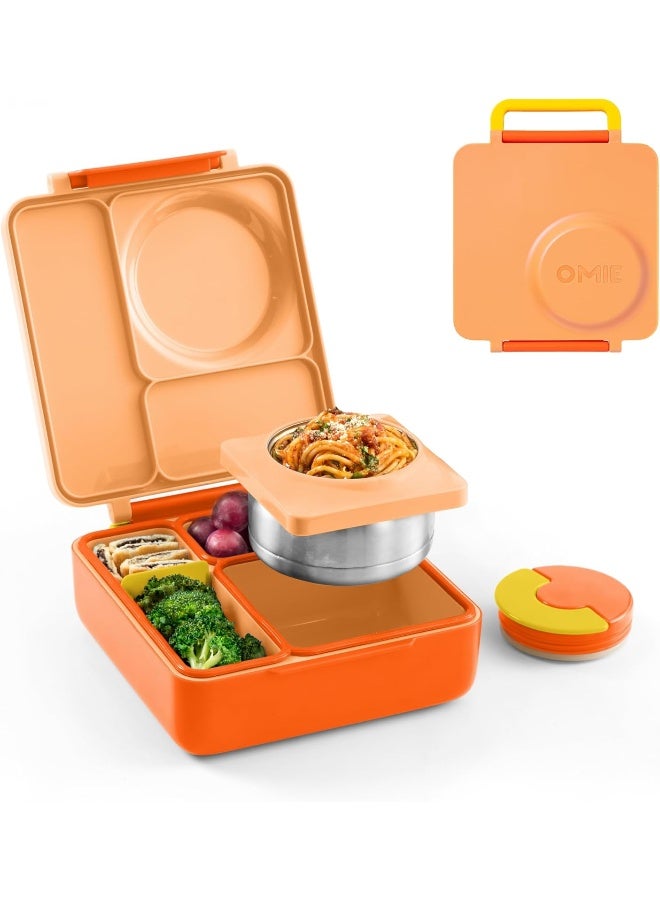 OMIE صندوق غداء أومي بوكس للأطفال، وعاء من الفولاذ المقاوم للصدأ، 250 مل، (برتقالي زهور الخشخاش) - Image 1