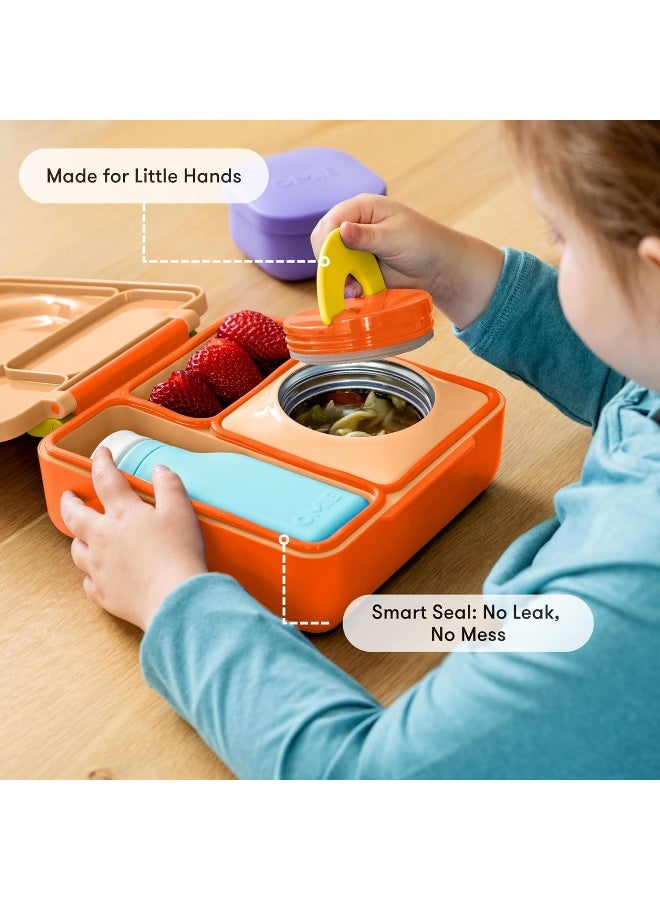 OMIE صندوق غداء أومي بوكس للأطفال، وعاء من الفولاذ المقاوم للصدأ، 250 مل، (برتقالي زهور الخشخاش) - Image 5