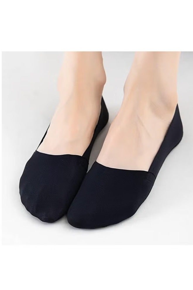 3 أزواج من الجوارب النسائية غير الظاهرة ذات القطع المنخفض للغاية والجوارب ذات الملمس الجليدي والجوارب الرقيقة غير المرئية والمخفية (أسود) - Image 4
