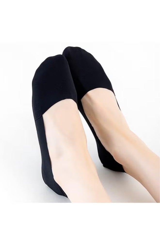 3 أزواج من الجوارب النسائية غير الظاهرة ذات القطع المنخفض للغاية والجوارب ذات الملمس الجليدي والجوارب الرقيقة غير المرئية والمخفية (أسود) - Image 5
