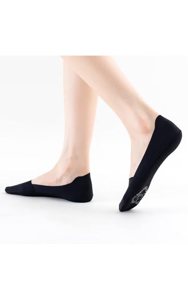 3 أزواج من الجوارب النسائية غير الظاهرة ذات القطع المنخفض للغاية والجوارب ذات الملمس الجليدي والجوارب الرقيقة غير المرئية والمخفية (أسود) - Image 2