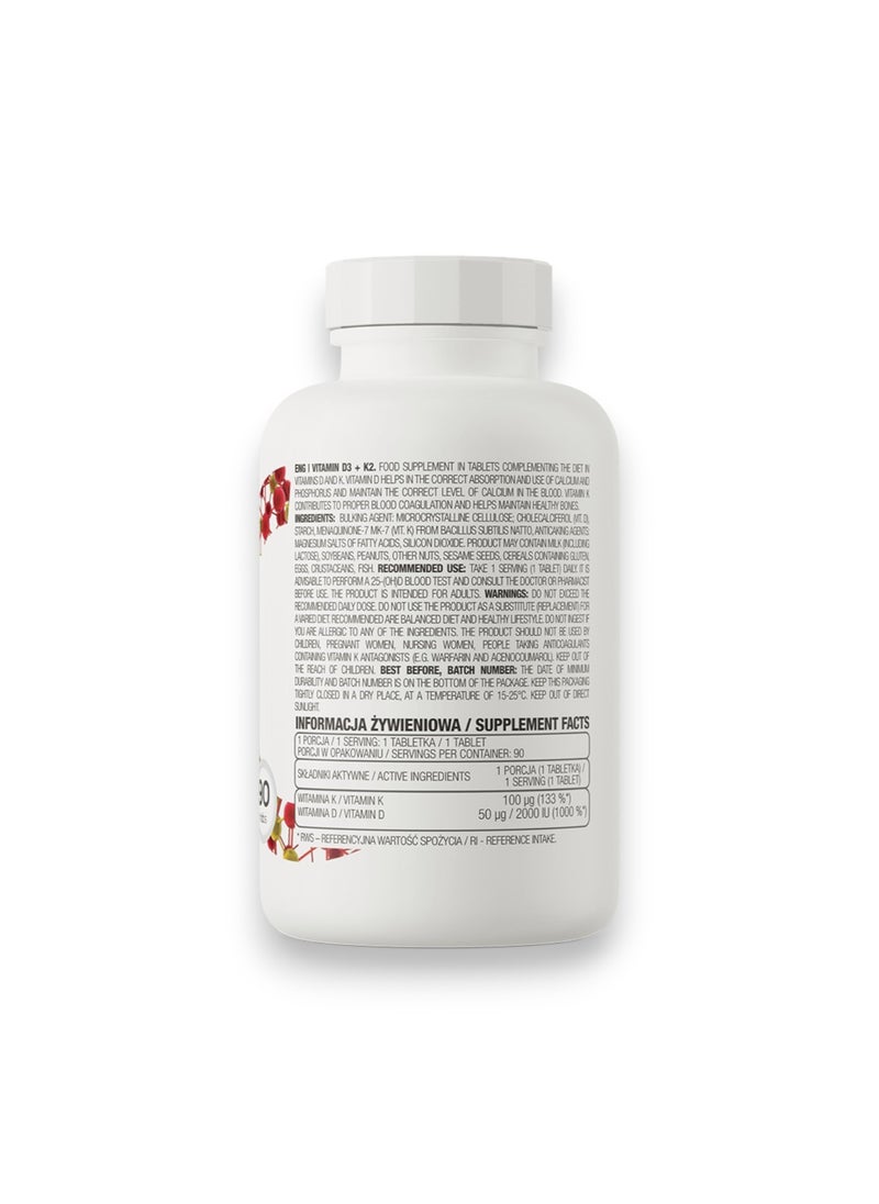 OstroVit - Vitamin D3+K2, 90 Tablets - Image 1