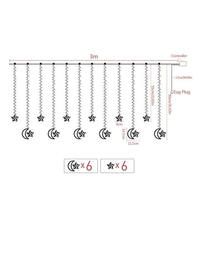 Star Moon Lamp Fairy Curtain String Lights Garland Christmas Lights Decor for Room Home Wedding Party Window Decor mosqueS - Image 2