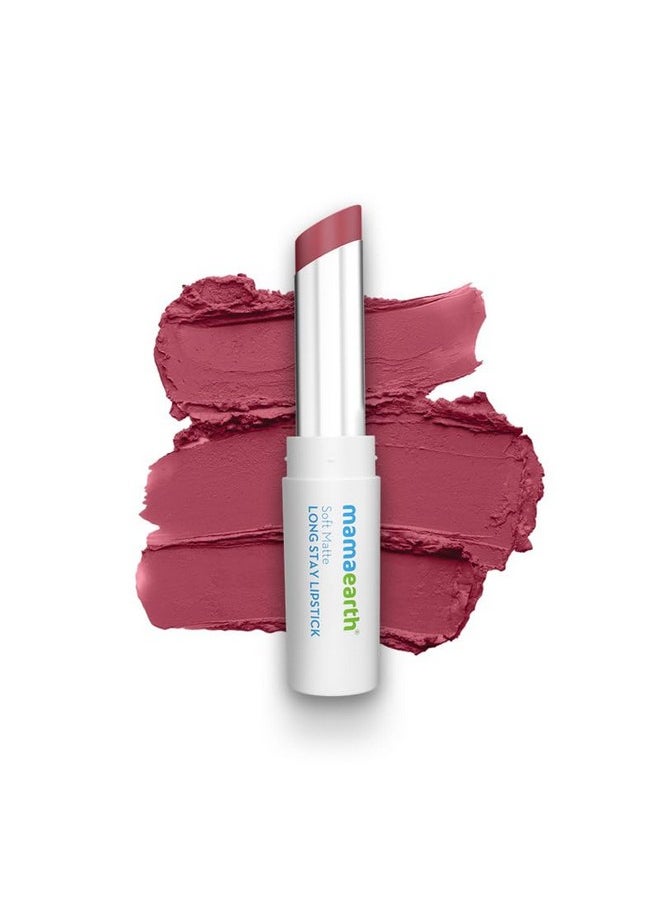Mamaearth Mamaearth Soft Matte Long Stay Lipsticks with Jojoba Oil & Vitamin E for 12 Hour Long Stay - 06 Petal Pink - 3.5 g  - Image 1
