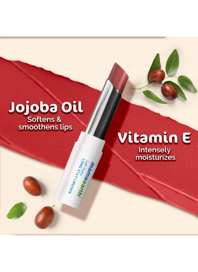 Mamaearth Mamaearth Soft Matte Long Stay Lipsticks with Jojoba Oil & Vitamin E for 12 Hour Long Stay - 06 Petal Pink - 3.5 g  - Image 4