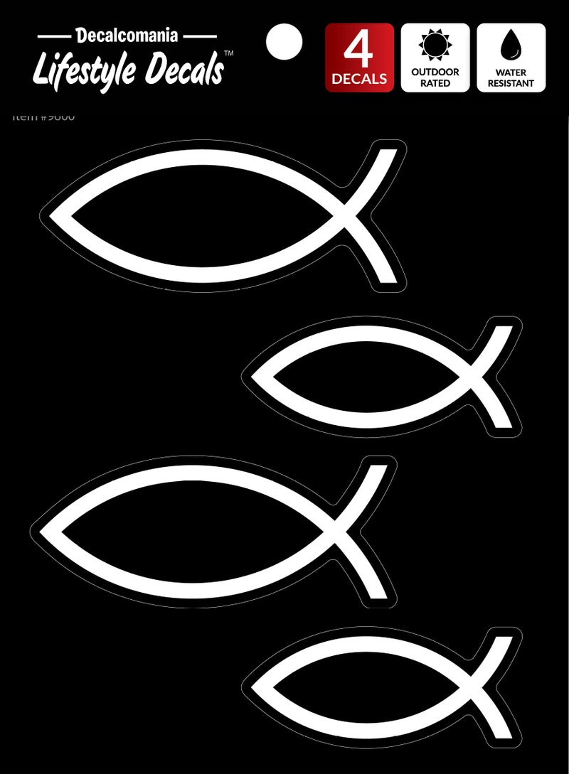 WALL PALZ Christian Fish Car Decals Set of 4 Black White Religious Stickers for Car or Truck Window Icthus Jesus Fish Car Emblem Christian Fish Symbol for Car - Image 3