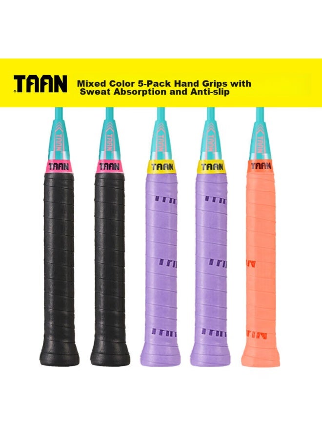 Taan شريط قبضة مضرب الريشة الطائرة ومضرب التنس، ماص للعرق، لزج قليلاً، Tw880، عبوة من 5 قطع - Image 1