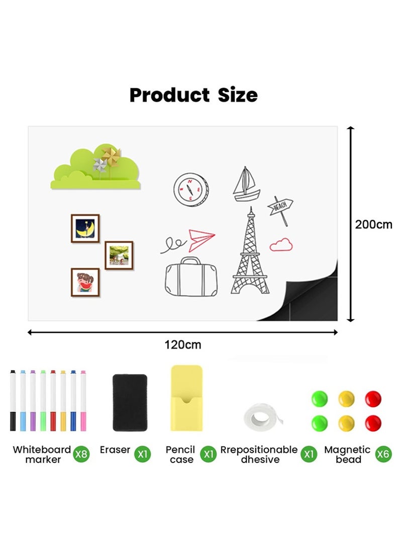 TAPIT Large Removable Magnetic Soft Whiteboard Wall Sticker - Dry Erase Kids Drawing Wall for Home, PVE Office Message Display Board (120x200cm) - Image 3