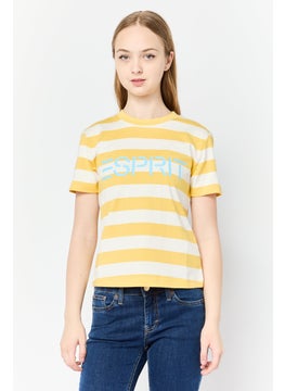 ESPRIT Women Crew Neck Short Sleeve Stripe T-Shirt, Multicolor  - Image 1