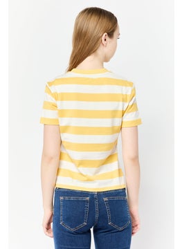 ESPRIT Women Crew Neck Short Sleeve Stripe T-Shirt, Multicolor  - Image 4