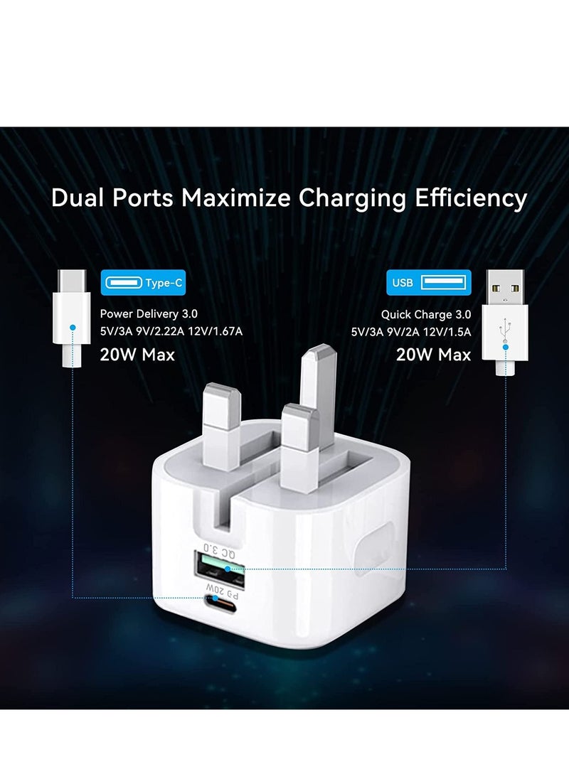 Generic - 20W USB C Charger Block, 2-Ports [USB-C + USB] Charging Station, QC PD3.0 GaN Fast Charging Block, Type C Power Adapter for iPad Pro/iPhone/Samsung Note/Galaxy (Not with Cable) - Image 1