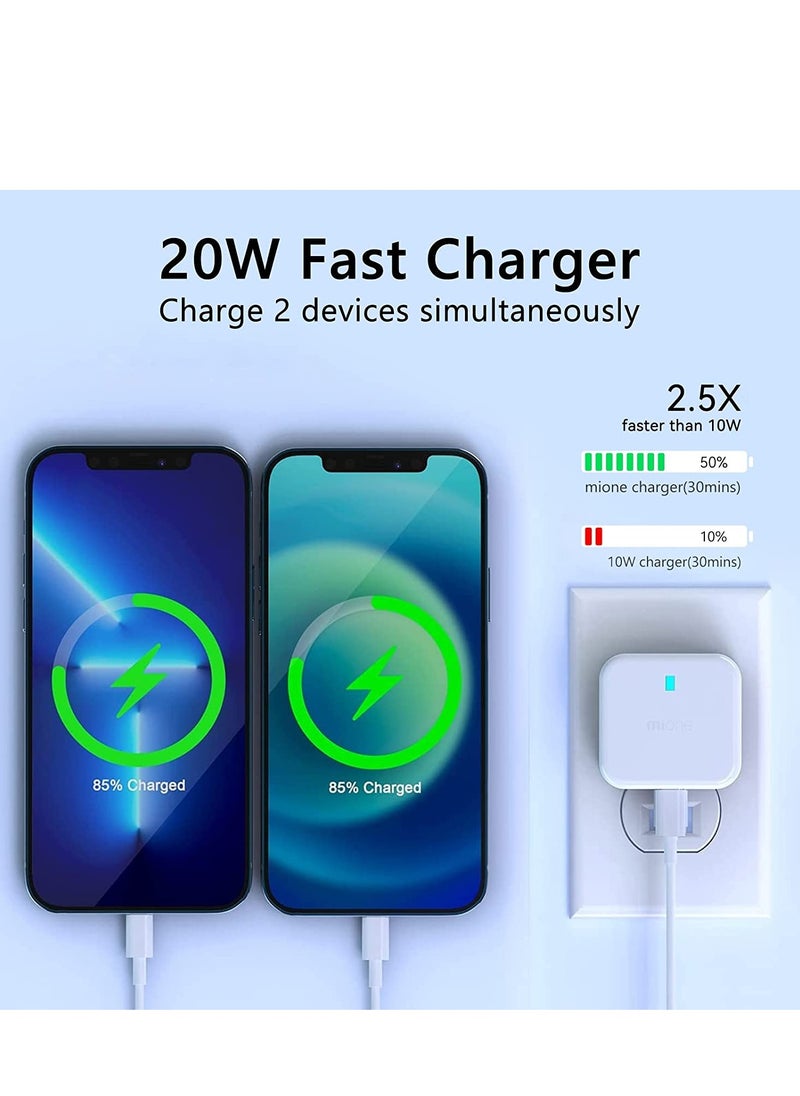 Generic - 20W USB C Charger Block, 2-Ports [USB-C + USB] Charging Station, QC PD3.0 GaN Fast Charging Block, Type C Power Adapter for iPad Pro/iPhone/Samsung Note/Galaxy (Not with Cable) - Image 1