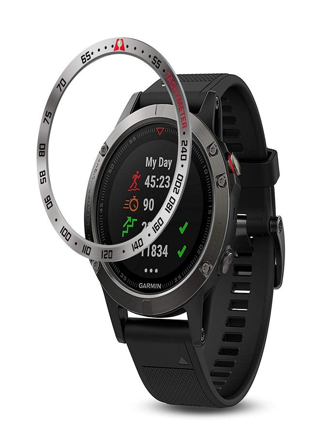 BaiHui خاتم بيهوي من التيتانيوم مع حافة متوافقة مع فينيكس 5/5 بلس غلاف لاصق لحافة مقاوم للخدش والصدمات لساعة جارمن فوررونر 935/945 - تيتانيوم - Image 1