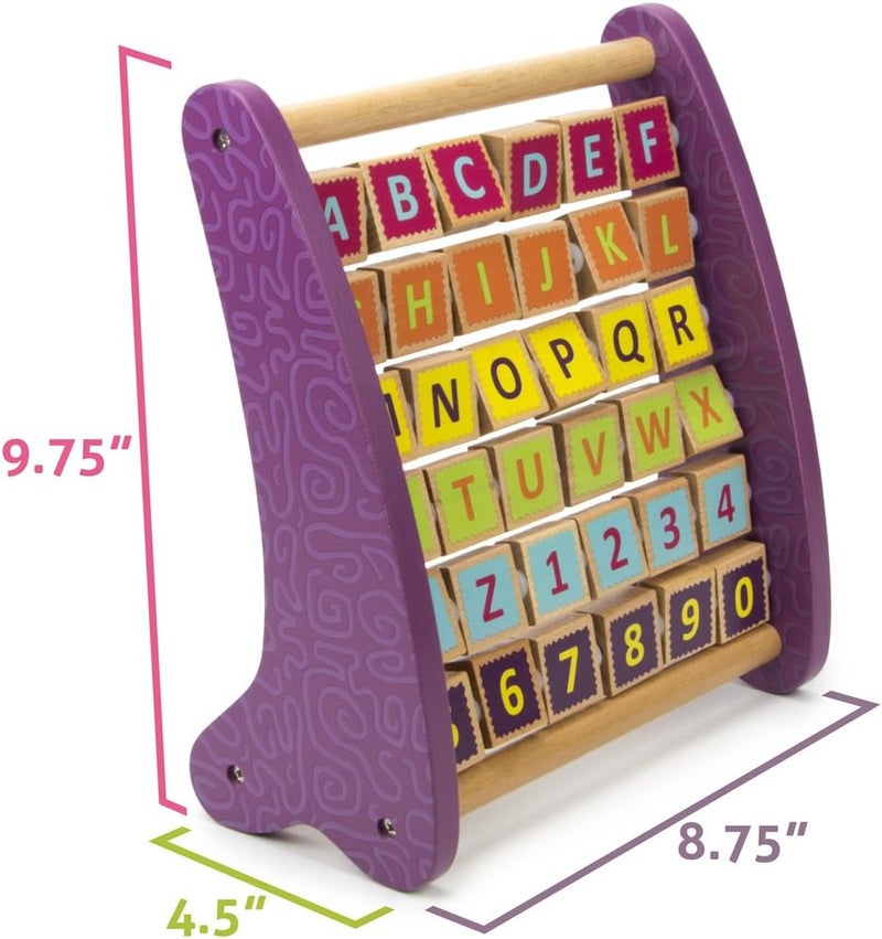 Imagination Generation Professor Poplar's Amazing Alph-Abacus Wooden Learning Toy, 36-Tile Educational Abacus Tool with Alphabet, Numbers, Objects, & Words - Image 4