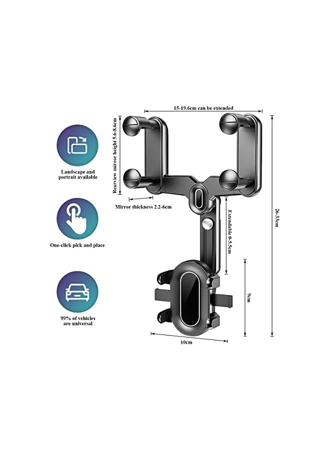 Zaboon Onenine Rearview Mirror Phone Holder For Car, Upgrade 360° Rotatable Retractable Car Phone Holder Mount Gps Holder Automobile Cradles, Multifunctional Adjustable Car Rear View Mirror Phone Holder - Image 5