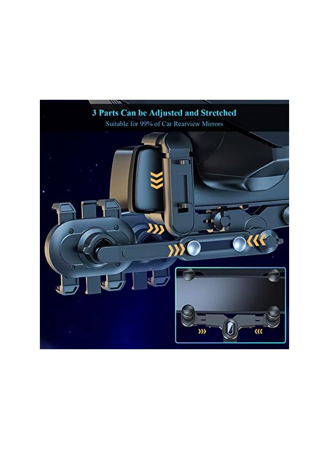 Zaboon Onenine Rearview Mirror Phone Holder For Car, Upgrade 360° Rotatable Retractable Car Phone Holder Mount Gps Holder Automobile Cradles, Multifunctional Adjustable Car Rear View Mirror Phone Holder - Image 2