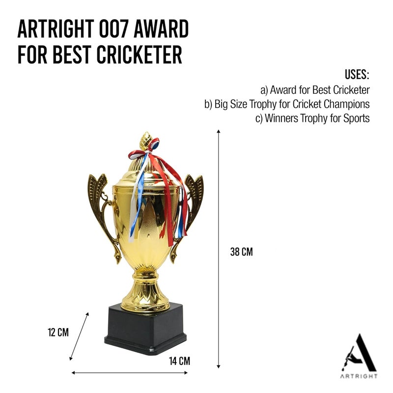 ArtRight 007 Trophy for Cricket | Cricket Cup Trophy Big Size (Winners Trophy) ; Award for Best Cricketer - Image 2