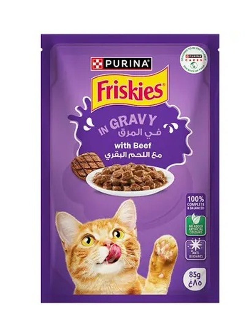 PURINA Purina Friskies Cat Food in Gravy with Beef , 85g 