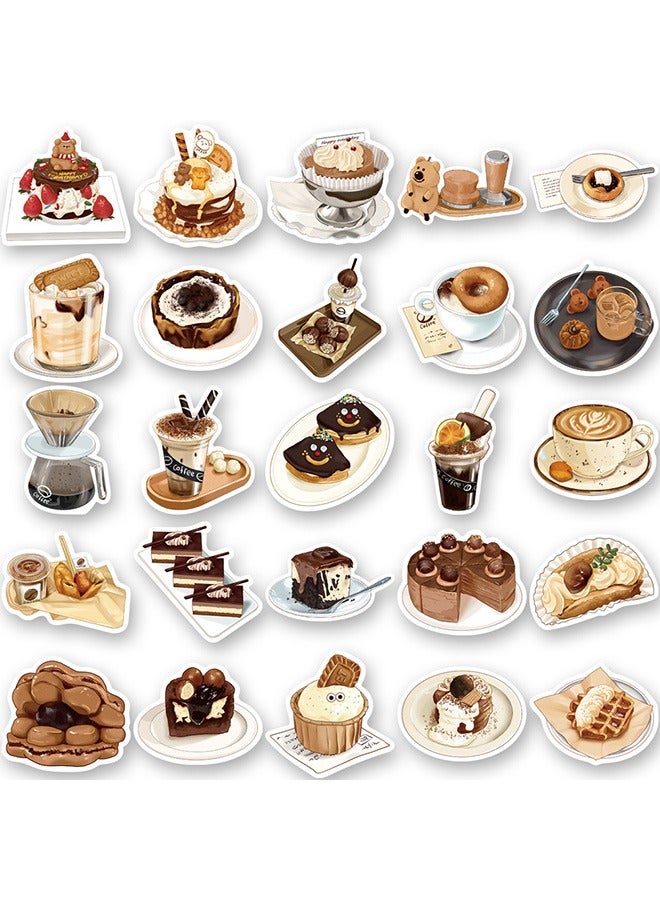 50pcs الشاي بعد الظهر موضوع ملصقات ، ملصقات الكرتون الخبز والقهوة الفينيل ملصقات الجمال الغيتار التزلج السفر حالة الكمبيوتر المحمول ملصقات ، ملصقات الكتابة على الجدران للأطفال في سن المراهقة الفتيات ا - Image 3